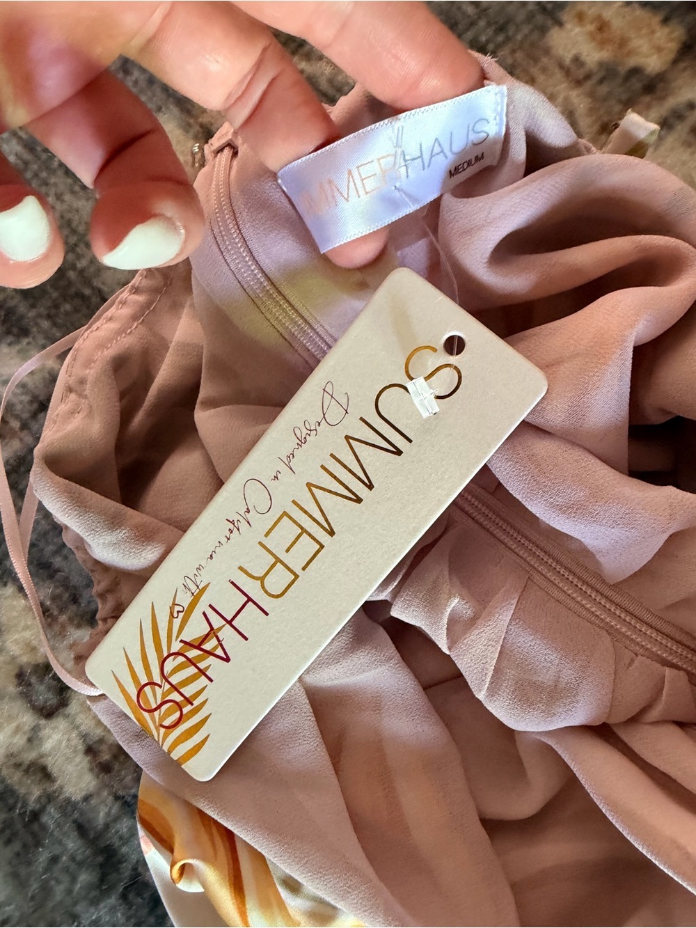 One-Shoulder Tropical Leaf Maxi Dress in Pink, Green & Gold Tones - Picture 4 of 8